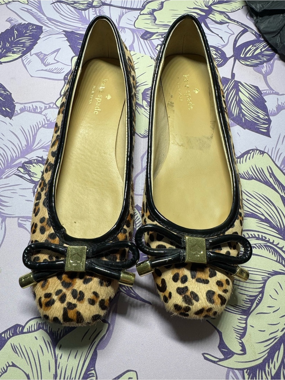 Kate Spade Leopard Calf Hair Bow Ballet Flats 6M